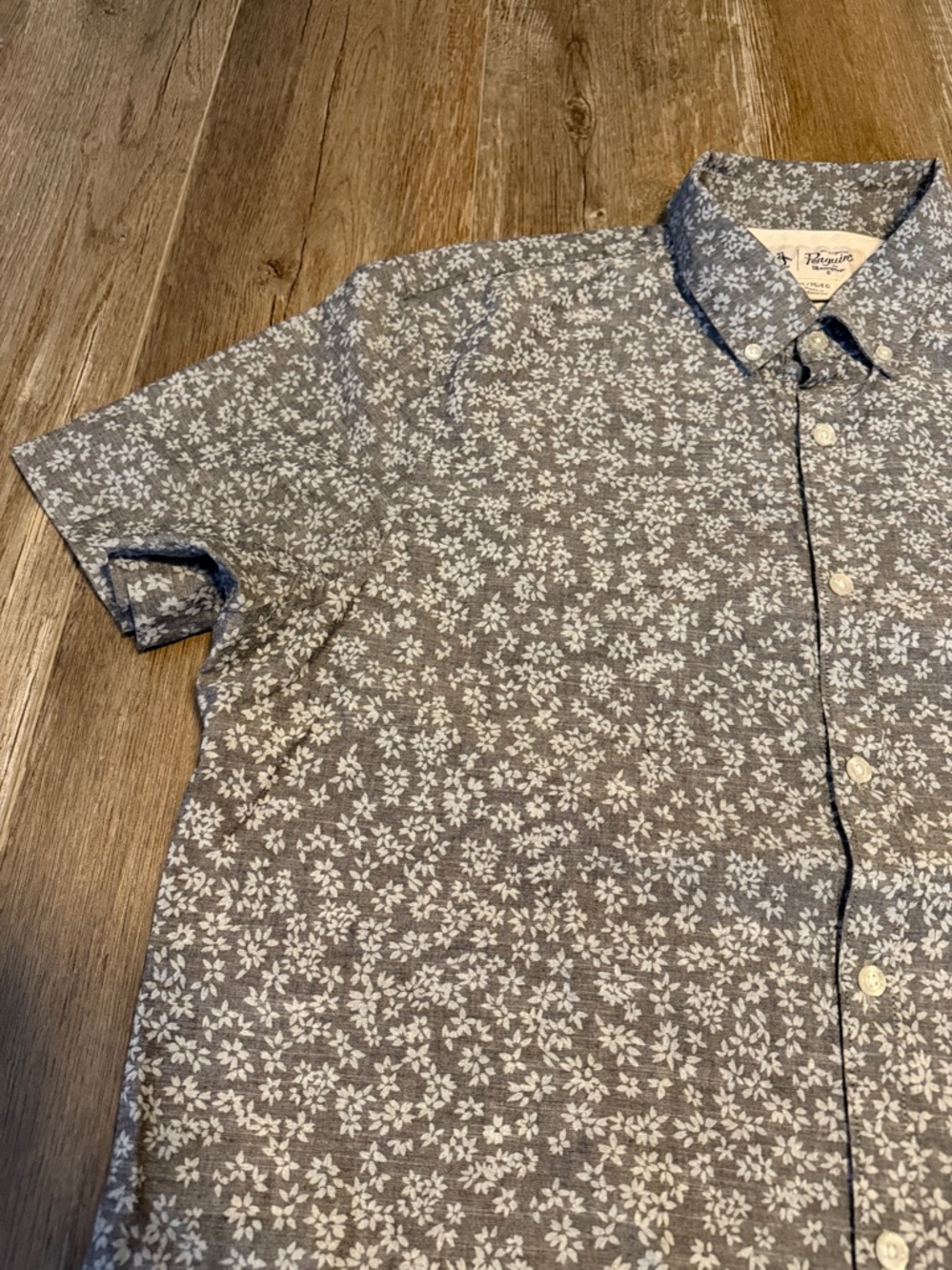 Penguin Men’s Short-Sleeve Floral Button-Down Shirt - Blue - Picture 3 of 7